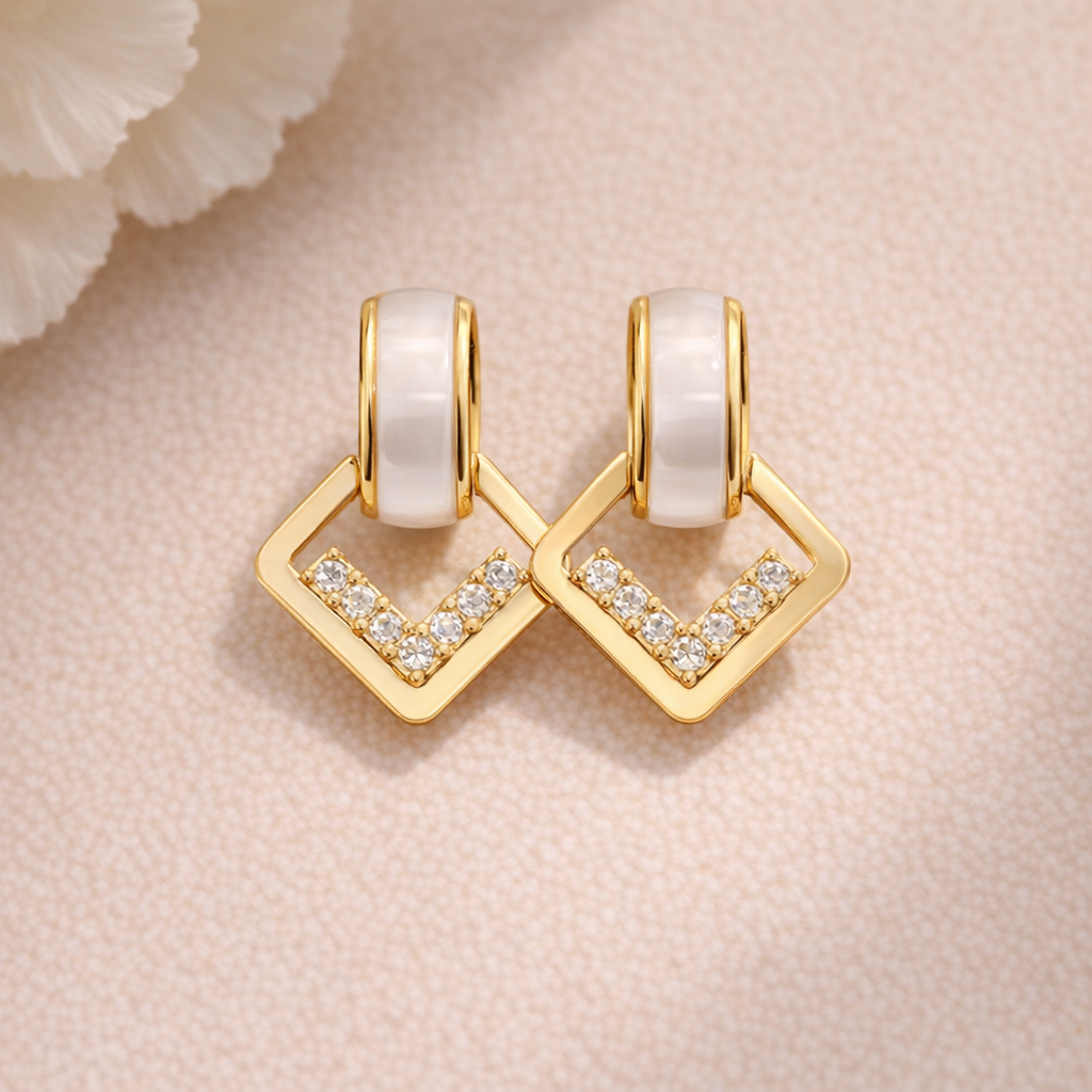 Ethereal Cascade: Teardrop Halo Drop Earrings in Brilliant Silver-Tone