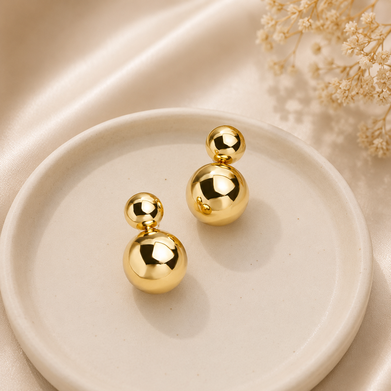 Luxe Orb Gold Drop Earrings