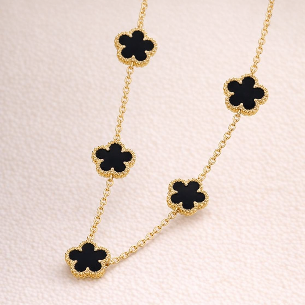 Midnight Blossom station necklace in Gilded Gold-Tone