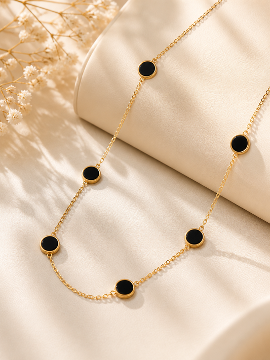 Elegant Black Stone Gold Chain Necklace for Women