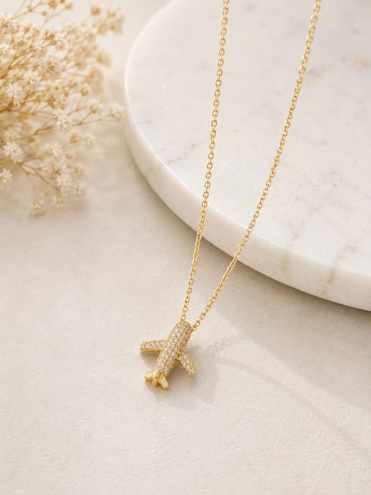 Luxury Crystal Airplane Pendant Necklace