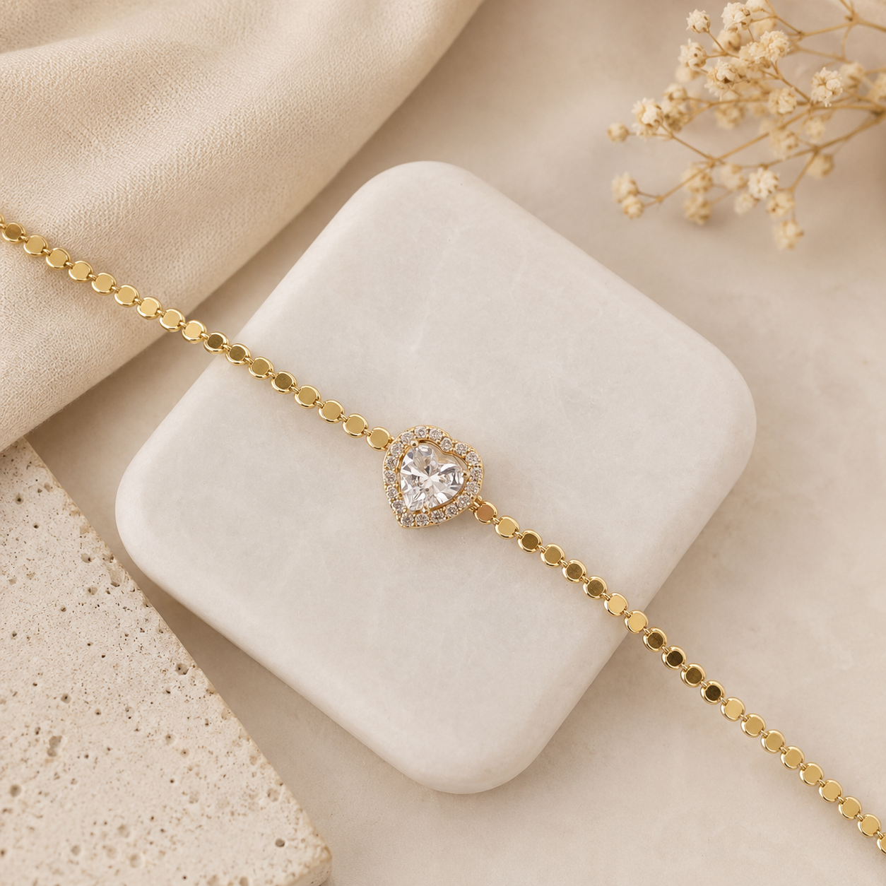 Golden Heart Crystal Bracelet