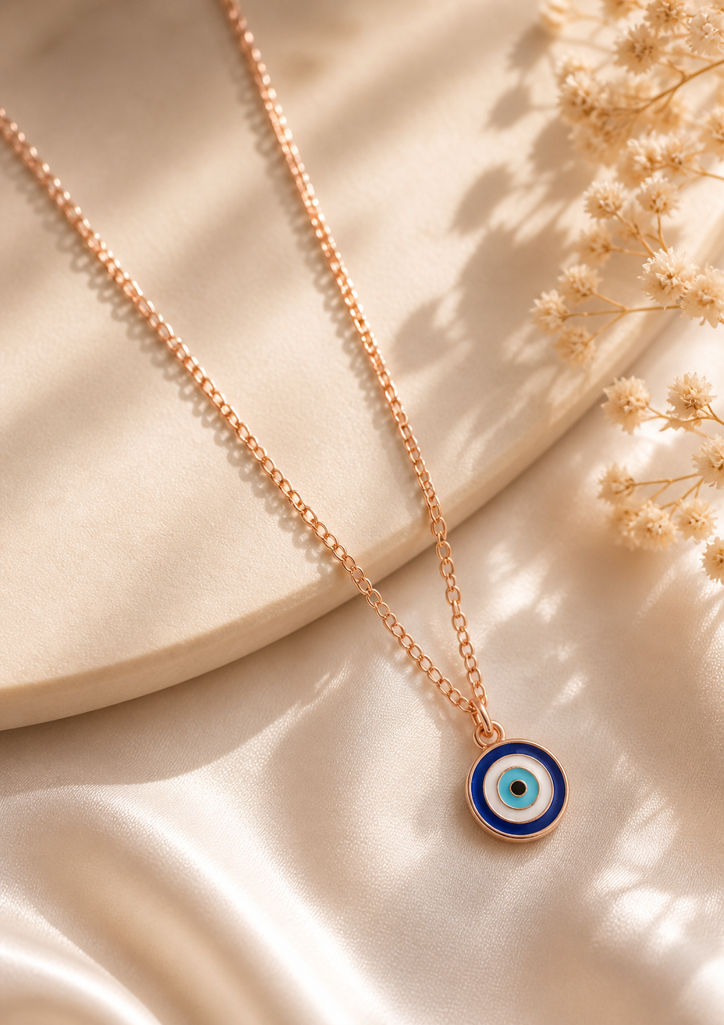 Evil Eye Protection Pendant Necklace – Gold Minimal Charm