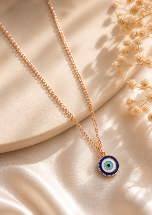 Evil Eye Protection Pendant Necklace – Gold Minimal Charm