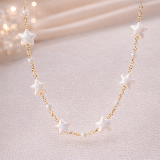 Celestial Sparkle: Crystal-Encrusted Star Pendant in Polished Gold-Tone